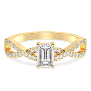 Bague en moissanite de luxe REYES, taille émeraude, 0,72 carat, en argent sterling 925 plaqué rhodium, bijoux fins exquis - Product Image 1