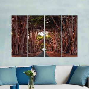 Toile imprimée : Tableau mural avec arbres de conte de fées - Décoration élégante, 4P : encadré - Product Image 1