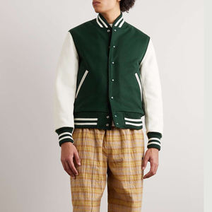 Chaqueta de béisbol universitaria de alta calidad para hombre, pecho de lana de invierno con mangas de cuero, abrigo universitario de buena calidad - Product Image 5