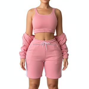 Ensemble de sport côtelé sans couture 3 pièces pour femme, avec logo personnalisé, tenue de yoga asymétrique à une épaule, vente en gros - Product Image 3
