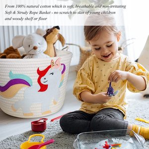 Unicorn <b>Basket</b> Cotton <b>Rope</b>, Large Blanket <b>Basket</b> <b>Laundry</b> Hamper for Throws, Pillows, Blanket OEM Made in Vietnam - Product Image 3