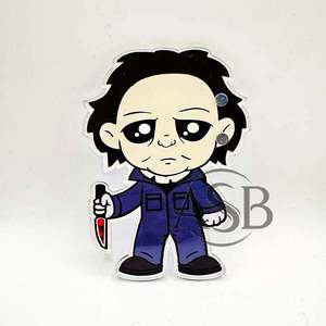 Azulejos de pestañas acrílicas con logotipo personalizado de Halloween con imanes para pinzas, azulejos de pestañas con personaje de dibujos animados de terror con logotipo personalizado - Product Image 1