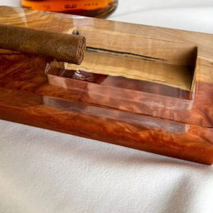 Cenicero de madera y resina epoxi de forma cuadrada de diseño moderno, logotipo de Color personalizado, portátil para interiores y exteriores, novedad - Product Image 5