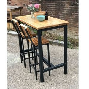 Wholesale Furniture Supplies Bar Tables With Two <b>Chairs</b> Set Handmade Metal Wood Table Industrial Furniture <b>Rustic</b> Bar Tables - Product Image 6