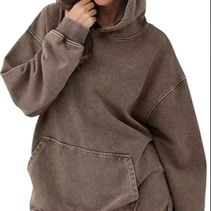 Sudadera con capucha de lana de gran tamaño para hombre, ropa informal lavada con ácido, sudadera de diseño minimalista, Sudadera con capucha, algodón pesado - Product Image 3