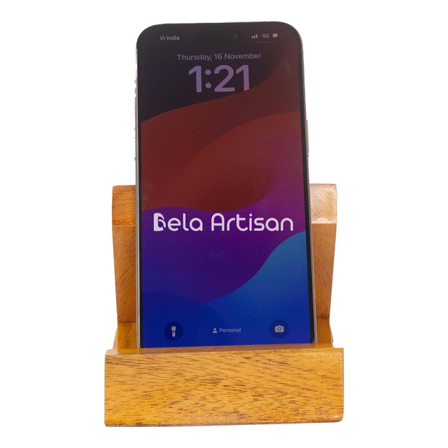 Handcrafted Modern Eco-Friendly Wooden Mobile Stand Cell Phone Holder Non Slip Stable Desktop Phone Stand Bathroom Living Room