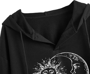 Short <b>Sweatshirt</b> <b>Womens</b> Hooded Crop Top <b>Long</b> Sleeve Cotton Pullover Streetwear Fashion Hoodie Casual Comfort Fit - Product Image 5