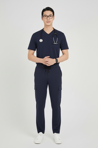 Bolsillos funcionales Scrub Uniforme Conjunto Estilo minimalista 0 280Gsm Tela Cargo Jogger Pantalones Hospital Scrubs Uniformes Fabricante - Product Image 4