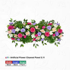 Panel de Flores Artificiales Vibrantes en Tonos Tropicales y Violeta, Hilera de Flores Radiantes en Tonos Magenta y Lavanda, 90cm, Exótico - Product Image 1