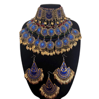 Parures de bijoux de mariage et de fiançailles afghanes traditionnelles de haute qualité, faites à la main, plaquées argent, turquoise, pour femmes, couleurs et tailles personnalisées