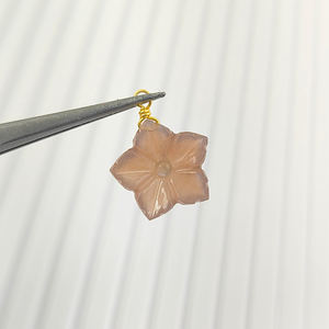 Hot Selling 925 <b>Sterling</b> <b>Silver</b> Flower Shape Pendants Hand Carved Chocolate Moonstone Gold Vermeil 925 <b>Silver</b> <b>Wire</b> Fine Charms - Product Image 1