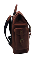 Sac à dos vintage marron antivol décontracté pour ordinateur portable en cuir véritable personnalisé avec rabat, sangle d'épaule et compartiment sécurisé pour le bureau