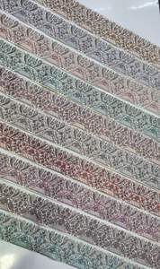 Cordones de trabajo de hilo bordados hechos a medida en 3 formas de color en bordado de lentejuelas en 3 pulgadas de ancho en diseño floral - Product Image 5