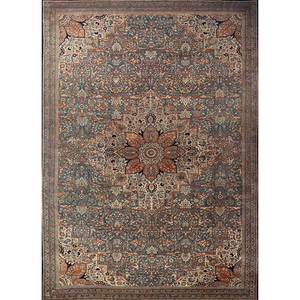 พรมขนสัตว์ถักมือสีน้ำเงิน Aalam รุ่น Pae-4864 ขนาด 9x12 ฟุต ลายเหรียญสี่เหลี่ยม สำหรับตกแต่งห้องนั่งเล่นหรือทางเดิน - Product Image 1
