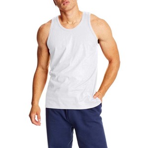 <b>Men's</b> Custom Logo Knitted Sports <b>Tank</b> <b>Tops</b> Breathable Quick Dry Cotton Polyester <b>White</b> Gym O-Neck Sleeveless Design High Street - Product Image 1