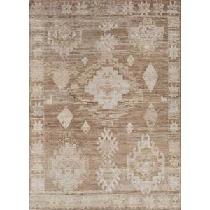 Alfombra Afgana Tejida a Mano en Color Beige Marrón con Patrón Geométrico para Sala de Estar, Rectangular, para Pasillo, Tamaño 9x12, Re-1167 - Product Image 1