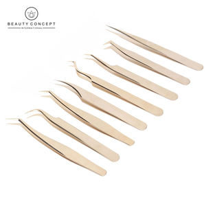Bonne vente 8PCS pince à épiler d'extension de cils en acier inoxydable droite courbée pointue faites votre propre concept de beauté international - Product Image 2