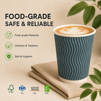 Cangkir Teh Cokelat Panas Ramah Lingkungan, Biodegradable, Dapat Didaur Ulang, dari Kertas Kraft Eco Ripple, untuk dibawa pulang dari Toko Teh Cokelat