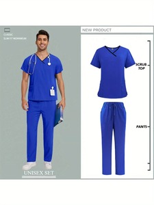 Exfoliantes de enfermería Elasticidad Clínica de mascotas Enfermera Color sólido Exfoliantes médicos Ropa DE TRABAJO Ropa delgada de médico de LICRA alta-Tallas XL 3XL - Product Image 6