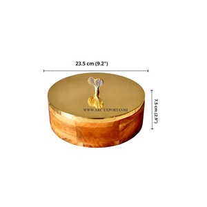 Nouveau Style En Bois Brun Chapati Roti Conteneur Avec En Acier Inoxydable Miroir Poli Couvercle Standard Conception Cuisine Décor Roti Boîte - Product Image 3