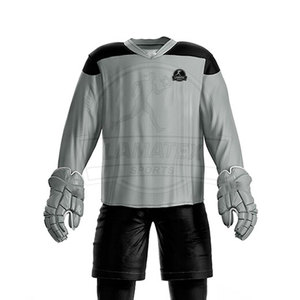 Maillots de hockey sur glace personnalisés OEM en polyester 100% uni, avec logo et nom, en ensemble, pour équipe, séchage rapide, respirants - Product Image 5