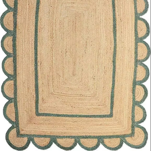 Tapis réversible de style bohème moderne tissé à la main tapis tressé en jute écologique tissé pour la maison-ensembles de tapis de chambre à coucher de porte - Product Image 1