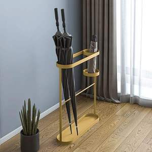 Modern Eco-Friendly Gold <b>Metal</b> Floor Type Single Tier <b>Umbrella</b> <b>Stand</b> Stylish Design Storage Rack for Lifestyle Organization - Product Image 3