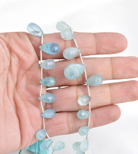 Cuentas de Piedras Preciosas Naturales de Aguamarina con Corte Checker de 8 Pulgadas para la Elaboración de Joyería Fina - Product Image 5