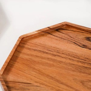 Petit plateau de service en bois octogonal Plateau en bois d'acacia Assiette décorative de présentation des aliments Plateau de service à dessert apéritif rustique - Product Image 6
