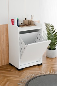 Panier à linge avec couvercle, meuble de rangement pour linge sale, armoire de rangement pour salle de bain - Product Image 6