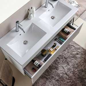 Meuble-lavabo double vasque moderne en bois blanc de 120 cm pour salle de bain, Shanghai - Product Image 4