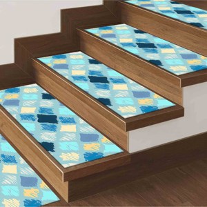 Alfombra Impresa: Diseño Moderno Minimalista Azul, Lavable, Fácil de Limpiar, Goblen - Product Image 3