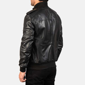 Chaqueta Bomber de Piel de Oveja Auténtica Agent Shadow, Cuello Alto con Cierre de Cremallera, Diseño Reversible, Tallas XS-XL para Otoño - Product Image 5