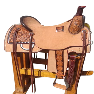 Selle d'équitation anglaise de qualité supérieure faite à la main Prix économique Western Ranch Show Horse Leather Material Barrel Racing Roping - Product Image 1