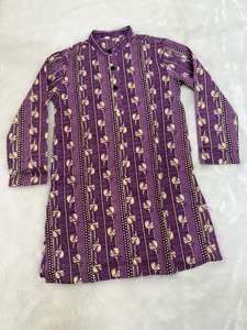 Ensemble pyjama Kurta à manches longues et droites, robe de mariée indienne, magnifique ensemble de pyjama Kurta en coton simple pour enfants et garçons - Product Image 2