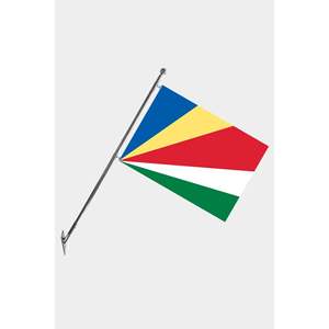 Mástil telescópico para bandera de Seychelles, montado en pared, con impresión digital, para agencias de viajes, automoción, educación, seguros, poliéster - Product Image 1