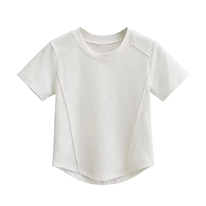 T-shirt décontracté pour femme, dernier design, manches courtes, matière respirante, été, ample, col rond, tissu en coton, imprimé surdimensionné, personnalisé - Product Image 1