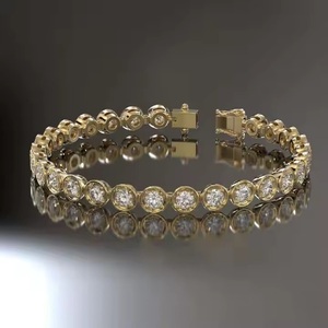Classic 14K Gold Tennis Bracelet Dainty <b>Wedding</b> Jewelry with Moissanite and Diamond Perfect Party <b>Gift</b> - Product Image 1