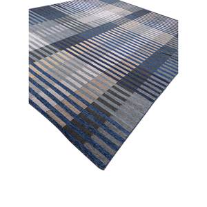 Alfombras Grandes de Lana y Viscosa con Diseño de Cuadros Azules, Tejido Plano, Rayas Abstractas y Rectangulares para Entrada o Pasillo - Modelo Adwv-13087 - Product Image 2