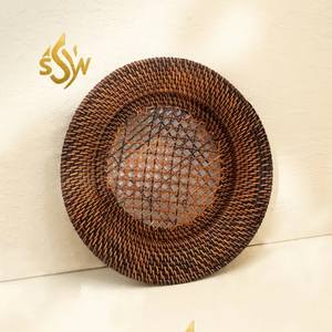 Cargador de ratán de alta calidad, plato de ratán hecho a mano, mesa de fiesta de boda, cargador de comida decorativo y debajo del plato en La India - Product Image 3