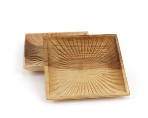 Lot de 2 bols carrés en bois d'orme poli pour servir des bonbons, des noix ou attraper tous les plateaux pour la cuisine, le salon ou le bureau - Product Image 1