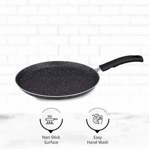 Tawa à dosa antiadhésive noire avec finition en granit, plusieurs tailles, compatible gaz, batterie de cuisine de qualité supérieure pour la maison, le restaurant, l'hôtel - Product Image 1
