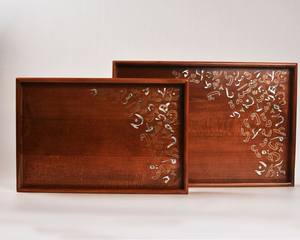 Art décoratif de marque privée en bois avec plateau de service de vadrouille parfait pour l'arrangement de table de fête et le service - Product Image 3