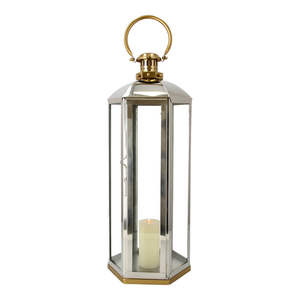 Lanterne décorative unique en métal et verre couleur argent pour la maison et la décoration d'éclairage de Noël lanterne suspendue en vrac faite à la main - Product Image 1
