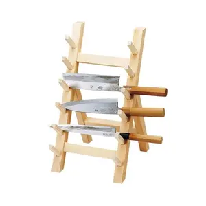 Made in Japan gỗ tự nhiên dao Rack cho nhà bếp, nhà hàng, khách sạn bằng Gỗ Nhà Bếp dao Rack cho sáu dao