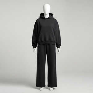 Survêtement de sport en coton et polyester, vente en gros, sur mesure, coupe régulière pour femmes, sweat-shirt et pantalon décontractés, poids lourd, uni - Product Image 2