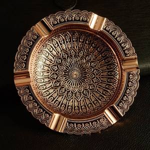 Cenicero redondo de metal de lujo con acabado de cobre Diseño clásico para el hogar moderno Restaurantes Bares Salones Oficinas - Product Image 2