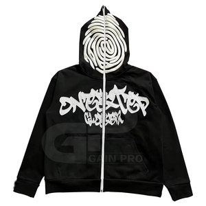 Sweat à capuche imprimé bouffant surdimensionné pour hommes Streetwear tenues d'hiver et sweat à capuche décontracté style urbain - Product Image 2