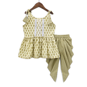 Conjunto de Top y Dhoti para Niñas Shoryam Fashion, Estampado Digital, Ropa Étnica para Bodas Festivas, Diwali, Kurti sin Mangas, Vestido de Fiesta - Product Image 1