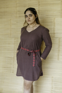 Nueva moda cuello en V color oscuro fábrica ropa al por mayor verano bohemio manga larga mujeres Casual Digital impreso Mini vestido - Product Image 5